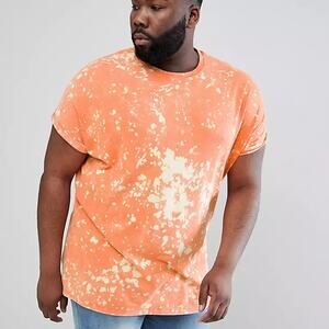 Asos Orange Bleach Dyed Short Sleeve T-Shirt Men's Size Medium